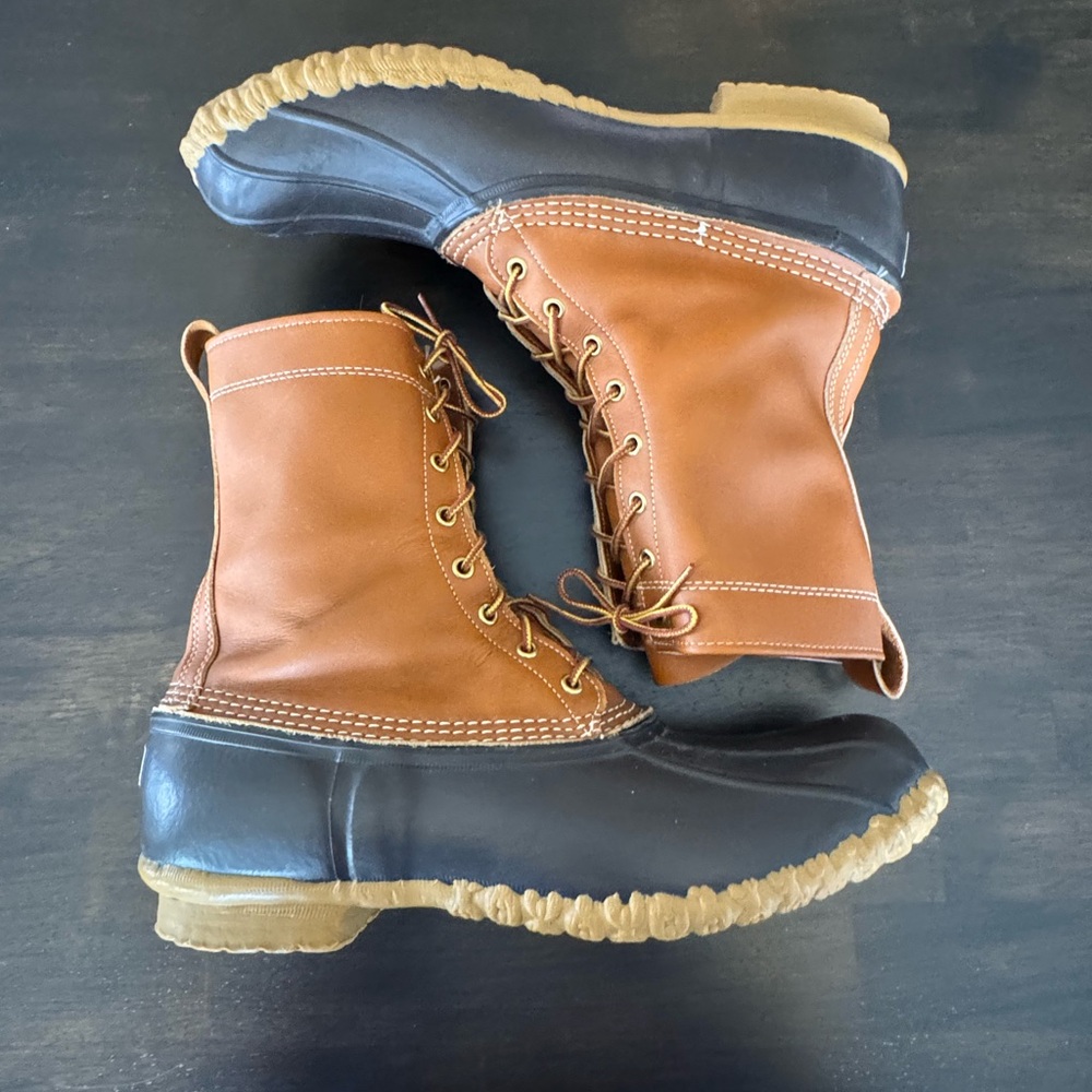 L.L. Bean Men's Two-Tone Brown and Tan Hunting Duck Boots - Picture 4 of 8